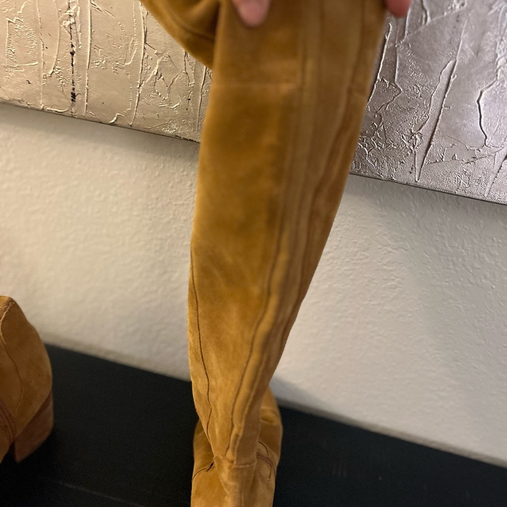 Tan 9.5 Wide Calf Suede Over-the-Knee Boots from Mark Fisher